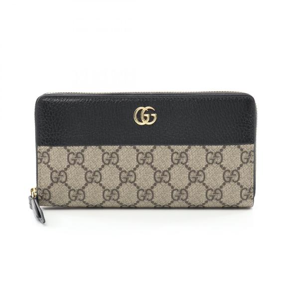 Gucci Marmont GG Long Wallet Leather Beige Black - Picture 1 of 4